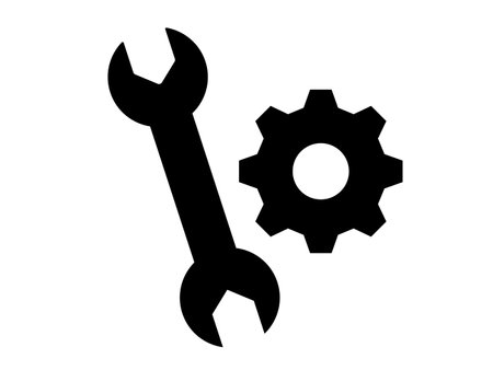 This is an illustration of a maintenance icon (repair pictogram).wrench and gear icon over white background, silhouette style, vector illustrationのイラスト素材