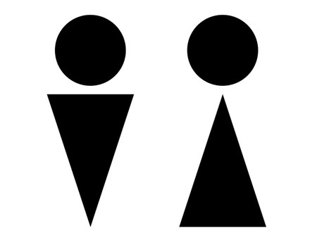 This is an illustration of a male and female silhouette icon (toilet mark).のイラスト素材