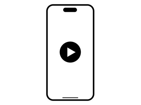 This is an illustration of a smartphone and a video play button.のイラスト素材