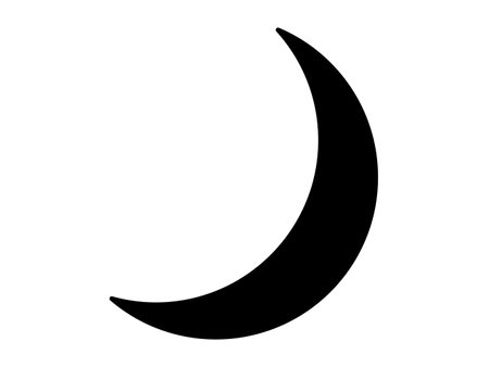 This is an illustration of a crescent moon (silhouette icon).のイラスト素材