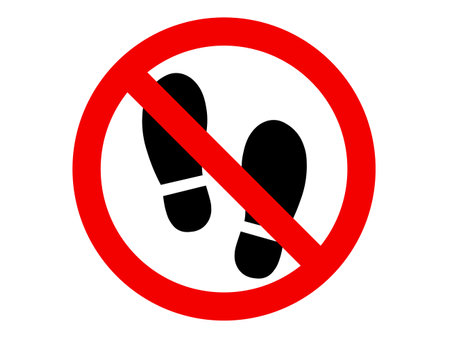 This is an icon illustration of the no-shoes mark.のイラスト素材