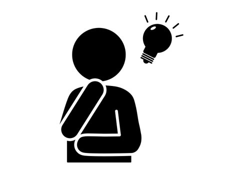 This is an illustration of a pictogram of a person who has an idea (a person who has an idea).のイラスト素材