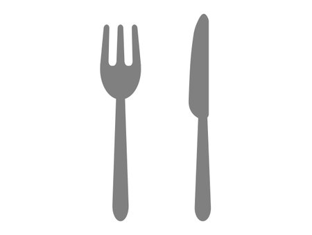 This is an illustration of a knife and fork silhouette icon.のイラスト素材