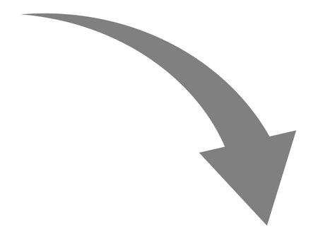 This is an illustration of an arrow pointing down to the right (down mark).のイラスト素材