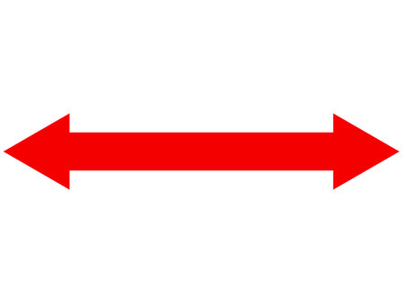 This is an illustration of an arrow going in both directions (red double arrow).のイラスト素材