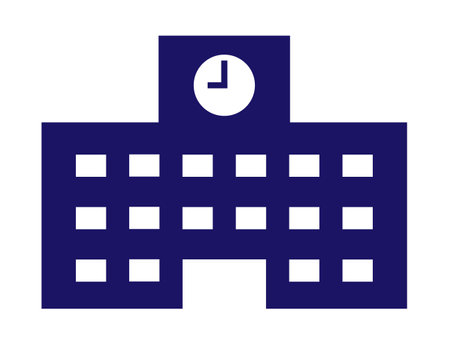 This is an illustration of a school icon (silhouette of a school building).のイラスト素材