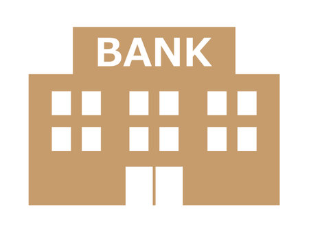 This is an illustration of a bank icon (silhouette of a financial institution).のイラスト素材