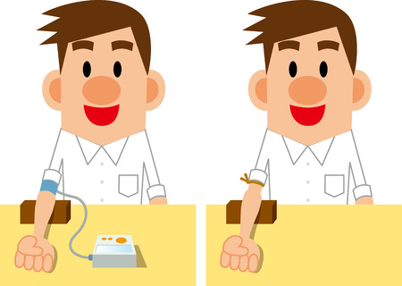 Blood collection and blood pressureのイラスト素材