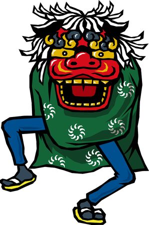 lion dance illustrationのイラスト素材