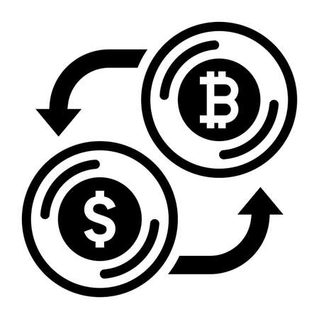 Bitcoin exchange with dollar icon. Perfect for use in designing and developing websites, printed files and presentations, stock images, Promotional Materials, Illustrations or Infographic or any type of design projects.のイラスト素材