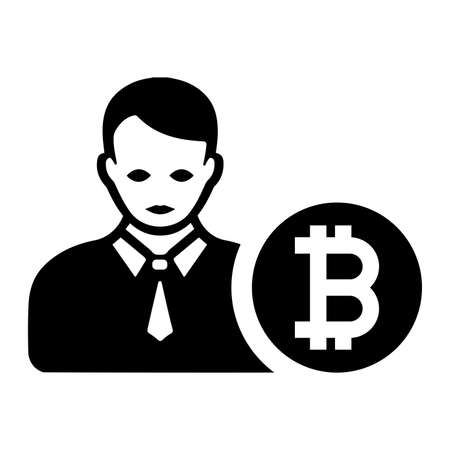 Bitcoin investor icon. Perfect use for print media, web, stock images, commercial use or any kind of design project.のイラスト素材
