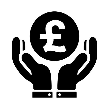 Care hands, money pound sterling support icon. Beautiful design and fully editable vector for commercial use, printed files and presentations, Promotional Materials, web or any type of design project.のイラスト素材