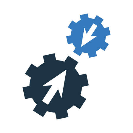 Connect gears, integration process, system settings icon is isolated on white background. Simple vector illustration for graphic and web design or commercial purposes.のイラスト素材