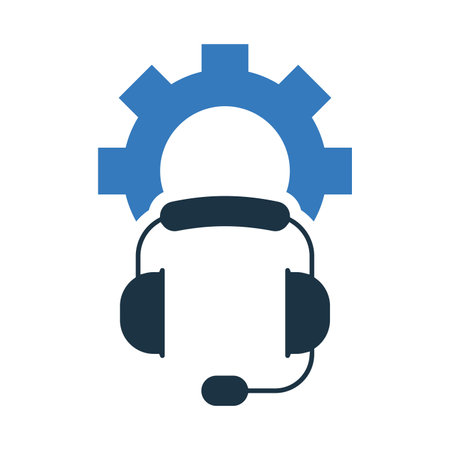 Headset control, configuration, audio settings icon is isolated on white background. Simple vector illustration for graphic and web design or commercial purposes.のイラスト素材