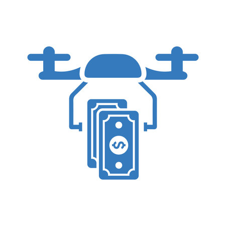 Commerce, trade, flying drone icon is isolated on white background. Use for graphic and web design or commercial purposes.のイラスト素材