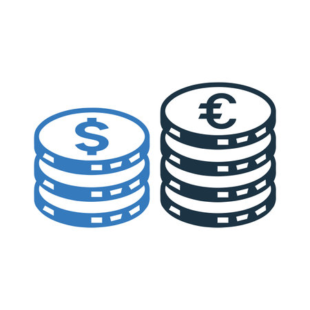 Coin stocks, euro, dollar icon - Vector EPS file. Perfect use for print media, web, stock images, commercial use or any kind of design project.のイラスト素材