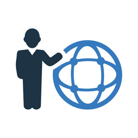 Business, communication, global network icon is isolated on white background. Use for graphic and web design or commercial purposes. Vector EPS file.のイラスト素材
