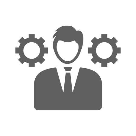 Businessman, gear icon is isolated on white background. Use for graphic and web design or commercial purposes. Vector EPS file.のイラスト素材
