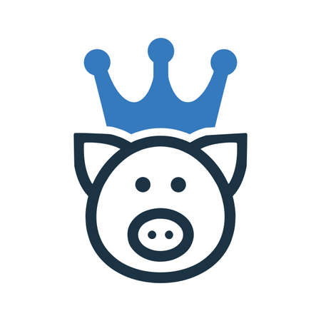 Crown, king pig, swine icon - Perfect use for print media, web, stock images, commercial use or any kind of design project.のイラスト素材