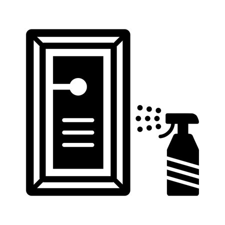 Cleaning, door icon is isolated on white background. Use for graphic and web design or commercial purposes. Vector EPS file.のイラスト素材