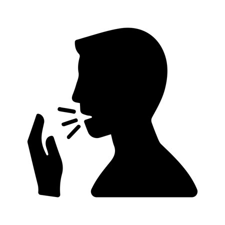 Coronavirus, cough icon is isolated on white background. Use for graphic and web design or commercial purposes. Vector EPS file.のイラスト素材