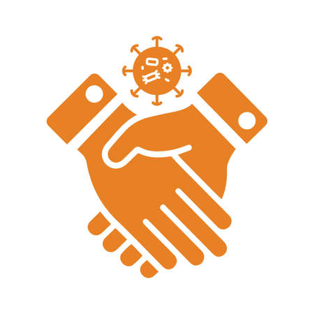 Contagion, coronavirus, handshake icon is isolated on white background. Use for graphic and web design or commercial purposes. Vector EPS file.のイラスト素材