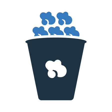 Cinema, food, popcorn icon is isolated on white background. Use for graphic and web design or commercial purposes. Vector EPS file.のイラスト素材