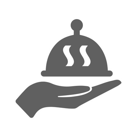 Cloche, food, hand icon is isolated on white background. Use for graphic and web design or commercial purposes. Vector EPS file.のイラスト素材