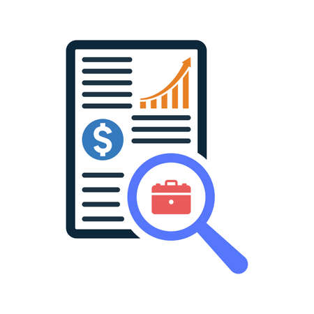 Business, report, analysis icon is isolated on white background. Use for graphic and web design or commercial purposes. Vector EPS file.のイラスト素材