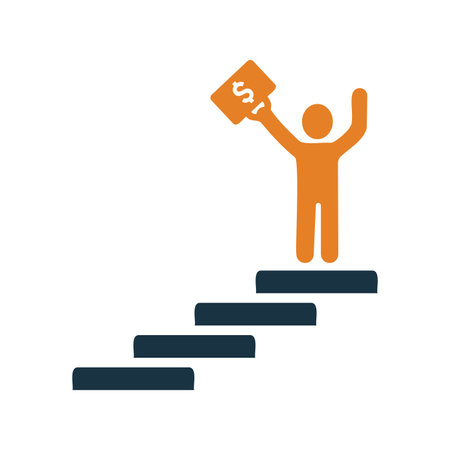 Ladder, male, success icon - Vector EPS file. Perfect use for print media, web, stock images, commercial use or any kind of design project.のイラスト素材