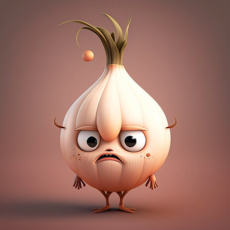Cute Cartoon Onion Character. A High Quality illustration created with generative AI Technology.の素材