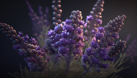 Lavender Flower. A illustration created with generative AI.の素材