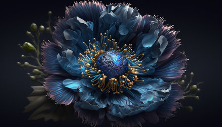 Indigo Flower. A illustration created with generative AI.の素材