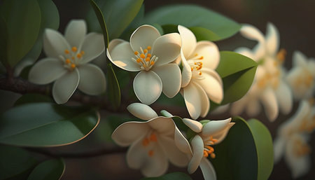 Jasmine Flower. A illustration created with generative AI.の素材