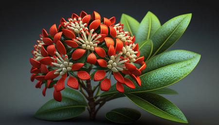 Ixora Coccinea Flower. A illustration created with generative AI.の素材