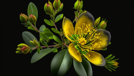 Hypericum Flower, A illustration created with generative AI.の素材
