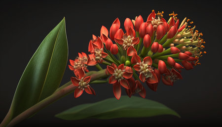 Scarlet Milkweed Flower. A illustration created with generative AI.の素材