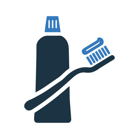 Toothbrush, toothpaste icon is isolated on white background. Use for graphic and web design or commercial purposes. Vector EPS file.のイラスト素材