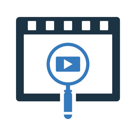 Search, video, videography icon - Vector EPS file. Perfect use for print media, web, stock images, commercial use or any kind of design project.のイラスト素材