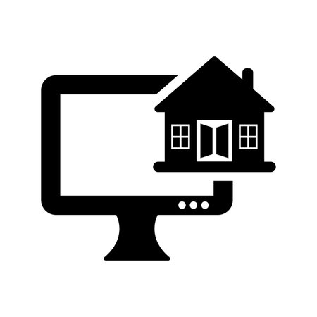 Online house real state icon. Beautiful, meticulously designed icon. Well organized and editable Vector for any uses.のイラスト素材