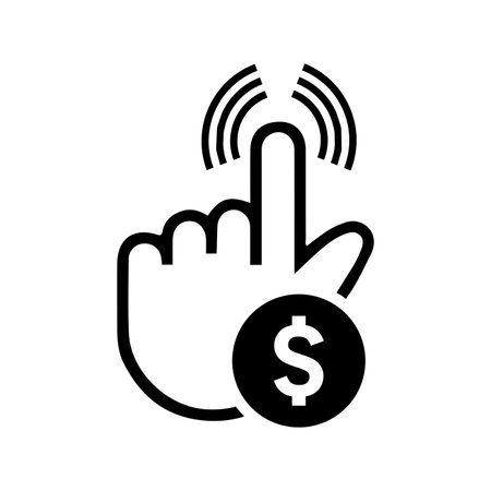 Pay, per click icon is isolated on white background. Use for graphic and web design or commercial purposes. Vector EPS file.のイラスト素材