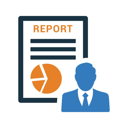 Employee Report icon. Flat style vector EPS use in infographics,web design, presentations and on printed materials.のイラスト素材