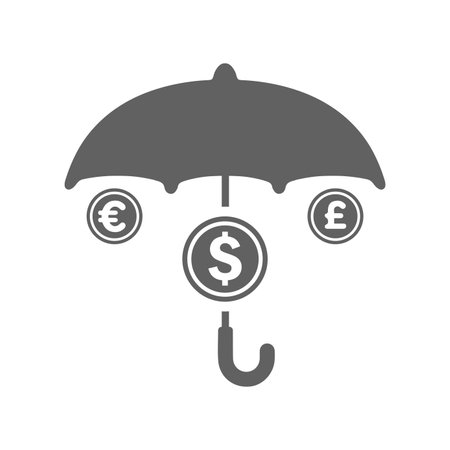 Finance insurance, protection, secure investment, umbrella icon. Use for commercial, print media, web or any type of design projects.のイラスト素材