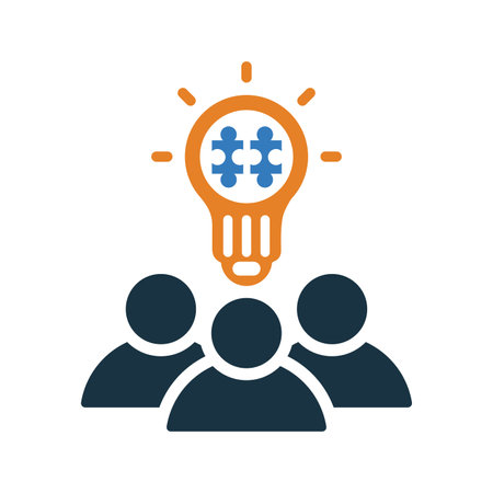 Group Problem Solving icon. Flat style vector EPS use in infographics,web design, presentations and on printed materials.のイラスト素材