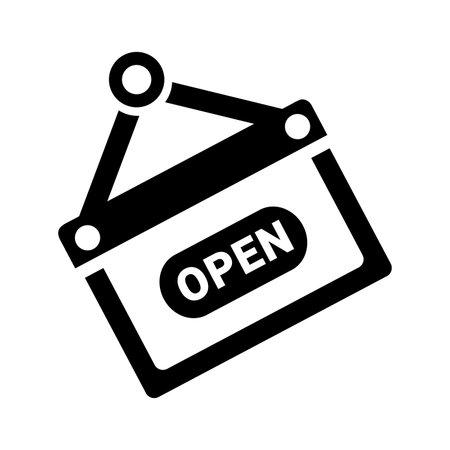 Open sign icon, vector graphics. Use for commercial, print media, web or any type of design projects.のイラスト素材