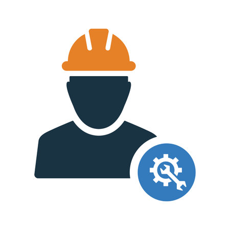 Worker icon symbol for use on mobile apps, print media and web design or any type of design projects.のイラスト素材