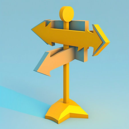 Direction road sign post with arrow, Cartoon minimal style 3d icon. A illustration created with generative AI Technology.の素材
