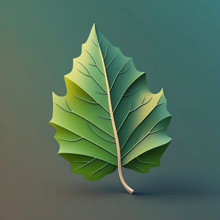 Leaf of tree 3d icon, Cartoon minimal style. A illustration created with generative AI Technology.の素材
