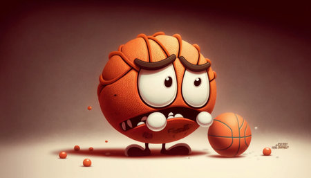 Cute Cartoon Basketball Character. A illustration created with generative AI Technology.の素材