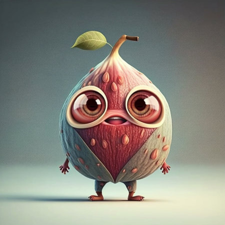 Cute Cartoon Character of Fig. A illustration created with generative AI Technology.の素材